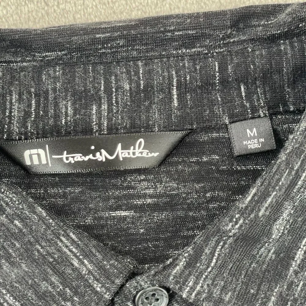 Travis Mathew‎ Flying Tortilla Polo Shirt Men Large Heather Black Corp Logo NWOT